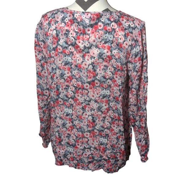 J.Jill Petite M Floral Print Tie Front Tunic Blouse - Picture 5 of 5